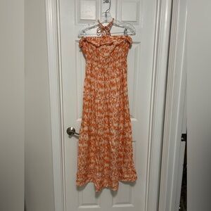 Mudd Orange and White Halter Maxi Dress